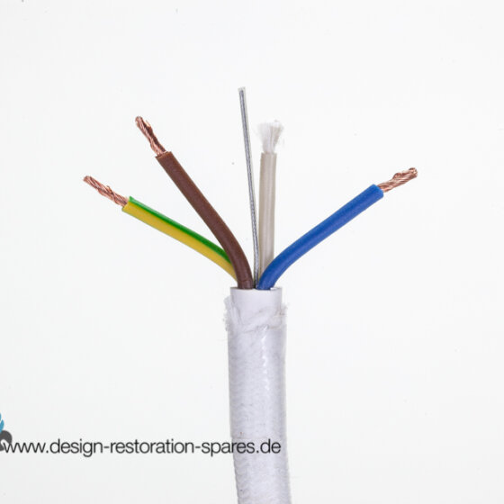 Textile Cable With Braided Cable | 3-Core White | With Steel Wire Insert | 2,2m lenght | Louis Poulsen