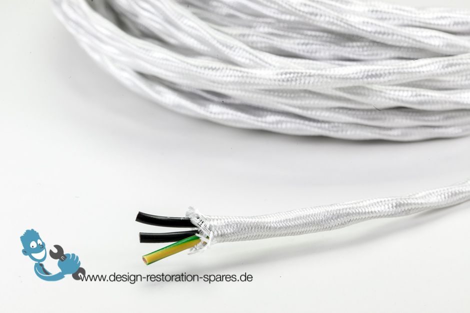 Textile Cable With Braided Cable | 3-Core White